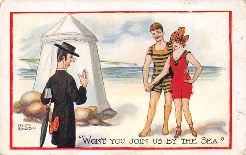 Postcard comic vicar - , couple